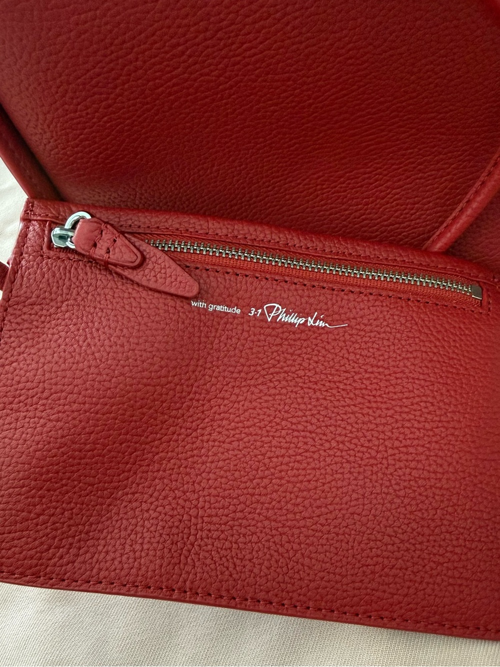 3.1 Phillip Lim Red Pebbled Drawstring Shoulder Bag - Picture 6 of 9